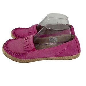 UGG Pink Suede Fringe Espadrille Loafers Women Size 8.5 flat shoe